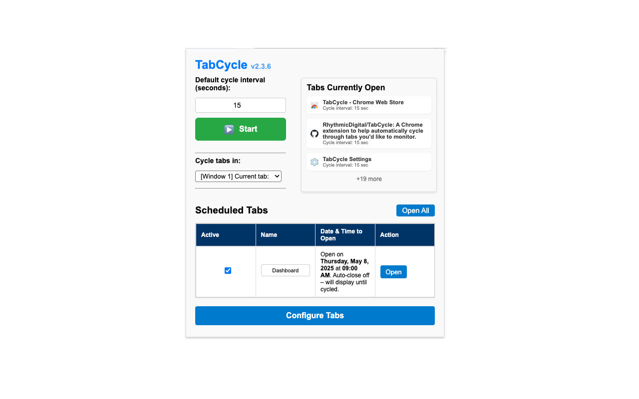TabCycle+ preview UI