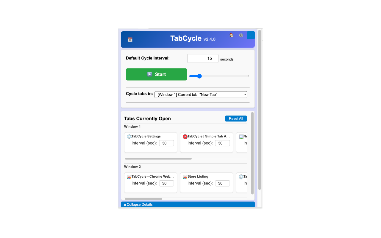 TabCycle+ preview UI