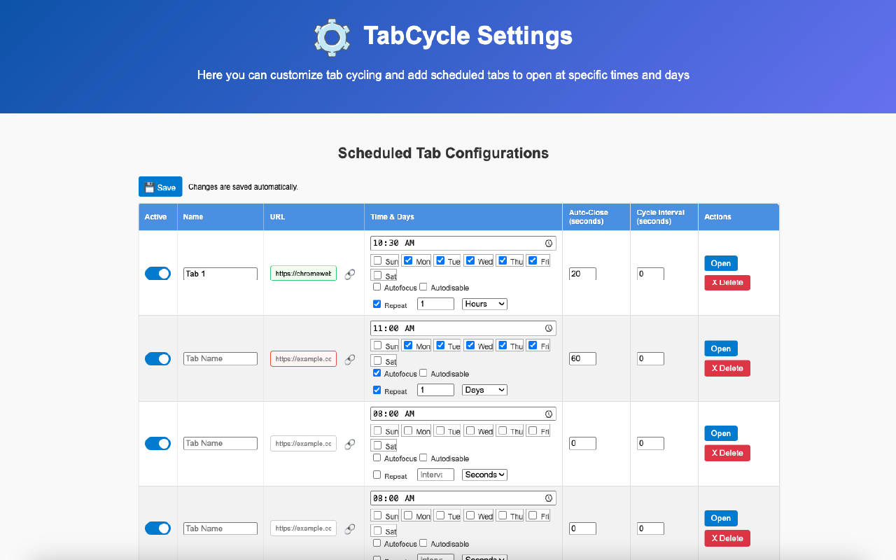 TabCycle+ preview UI